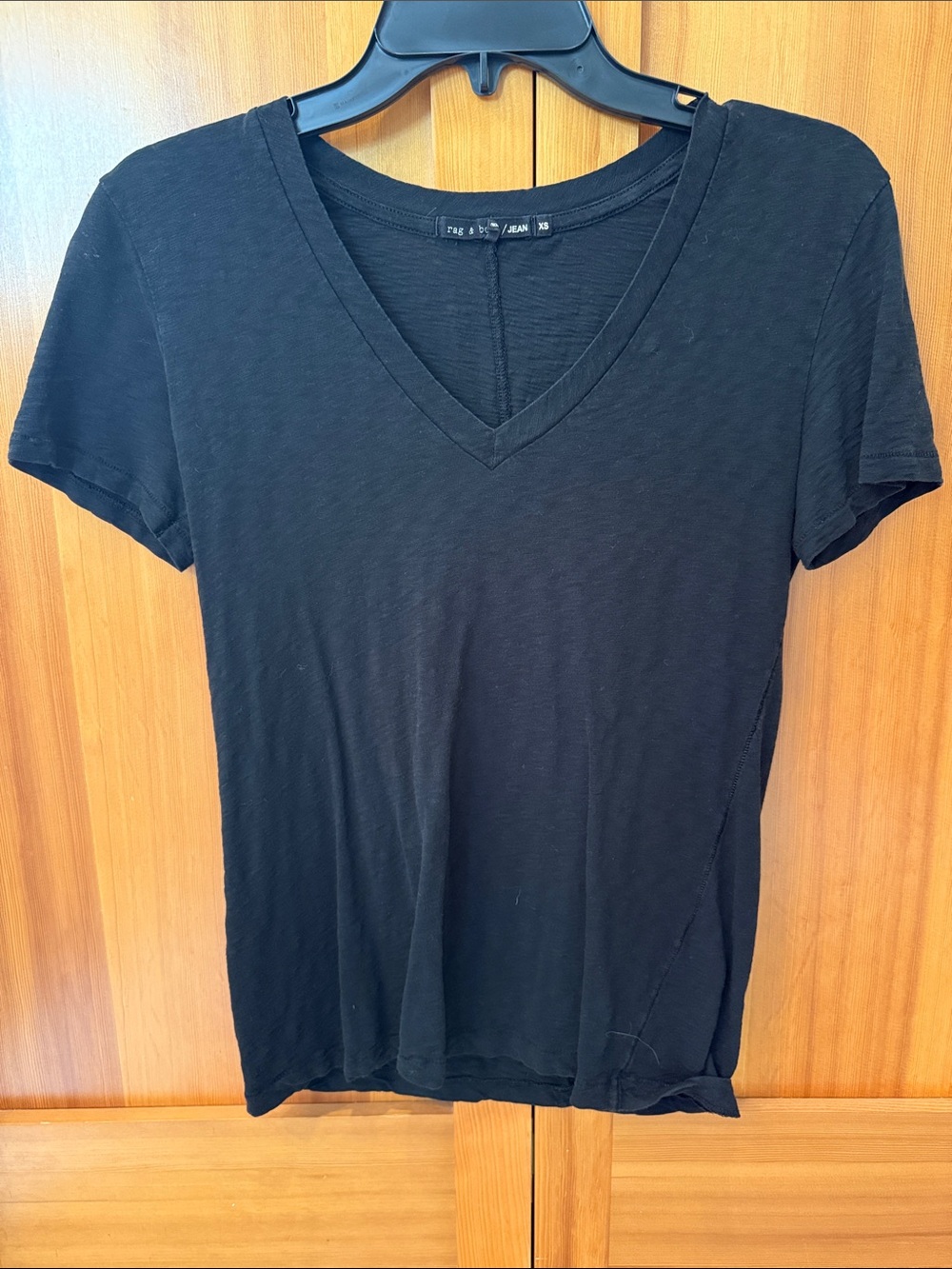 rag & bone Women's Black V-Neck Short Sleeve Tee